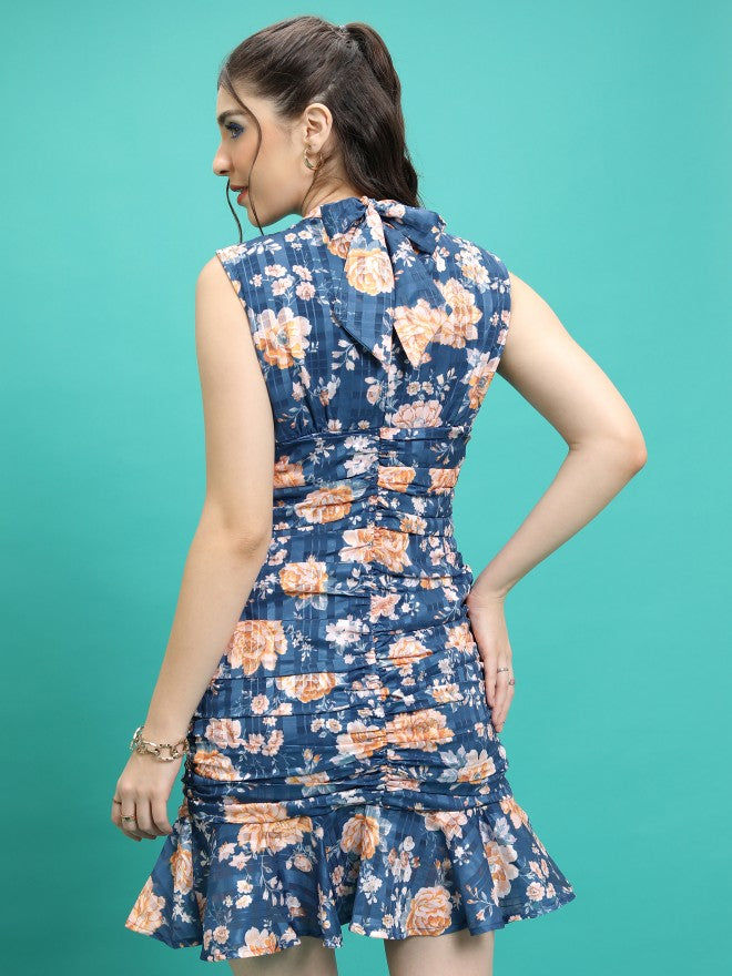 Tokyo Talkies Women Teal Printed Sheath Dress - Teal - Image 3