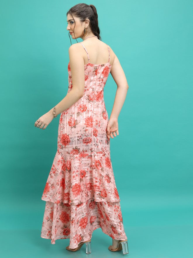Tokyo Talkies Women Pink Printed Maxi Dress - Pink - Image 3