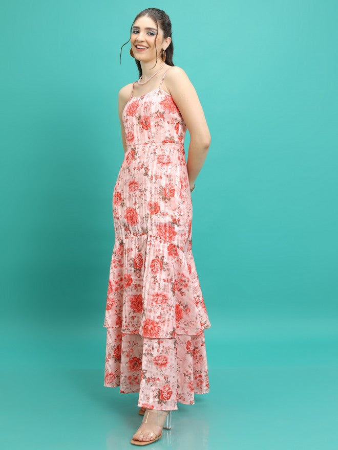 Tokyo Talkies Women Pink Printed Maxi Dress - Pink - Image 4