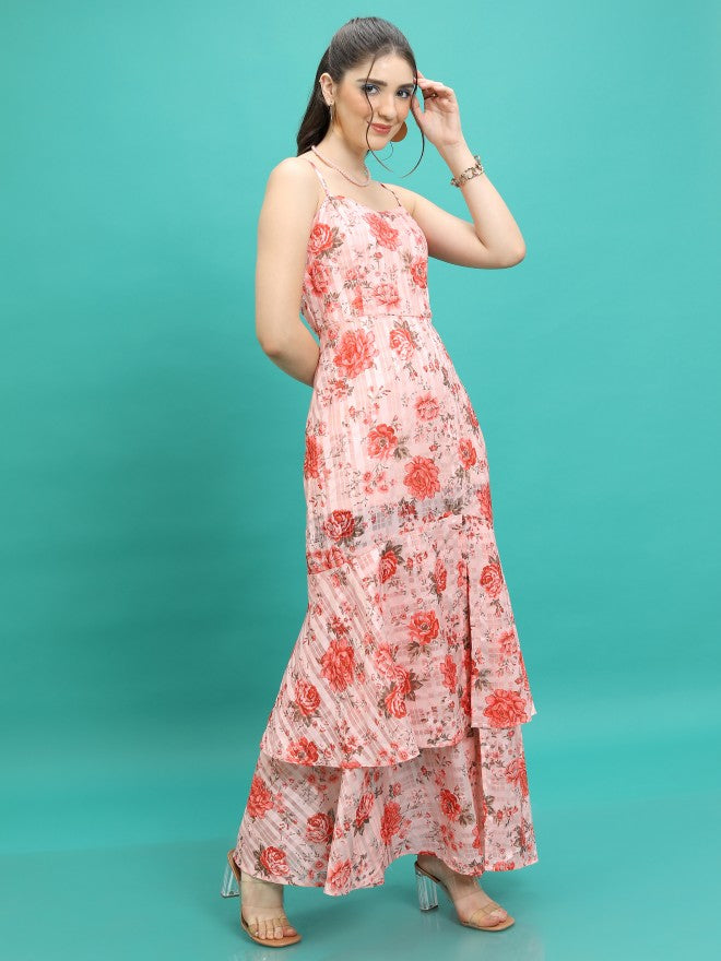 Tokyo Talkies Women Pink Printed Maxi Dress - Pink - Image 6