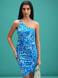 Tokyo Talkies Women Blue Bodycon Printed Dress - Blue - Image 1