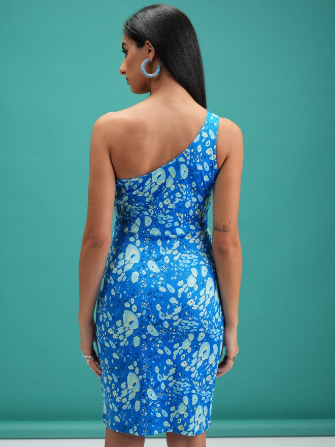Tokyo Talkies Women Blue Bodycon Printed Dress - Blue - Image 3