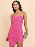 Tokyo Talkies Women Pink Solid Bodycon Dress - Pink - Image 1