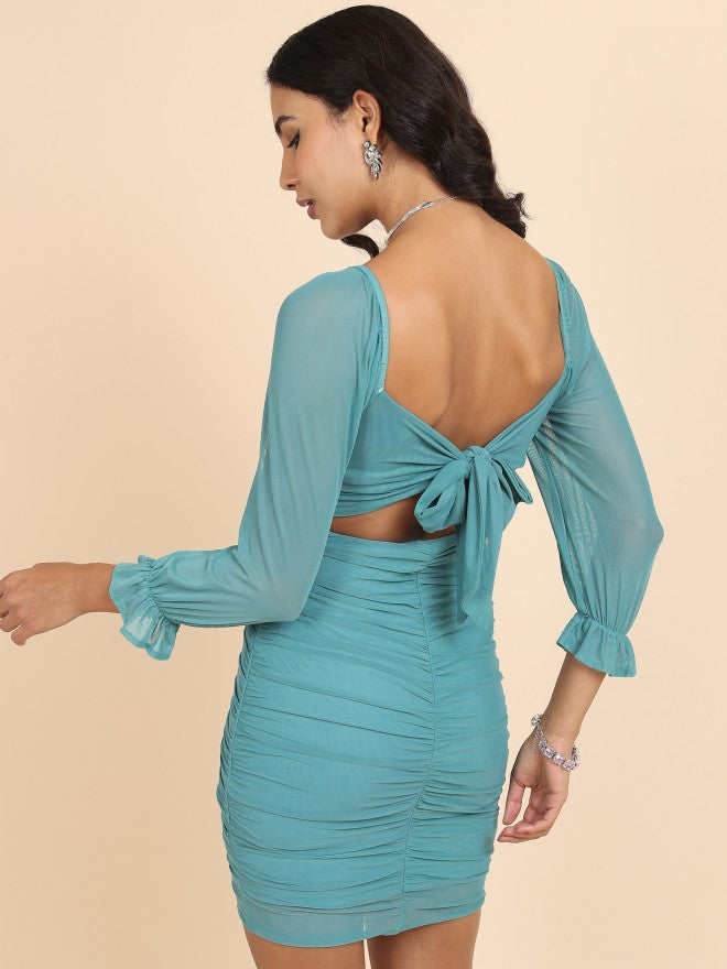 Tokyo Talkies Women Sea Green Solid Bodycon Dress - Sage - Image 3