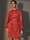 Tokyo Talkies Women Red Wrap Printed Dress - Red - Image 1