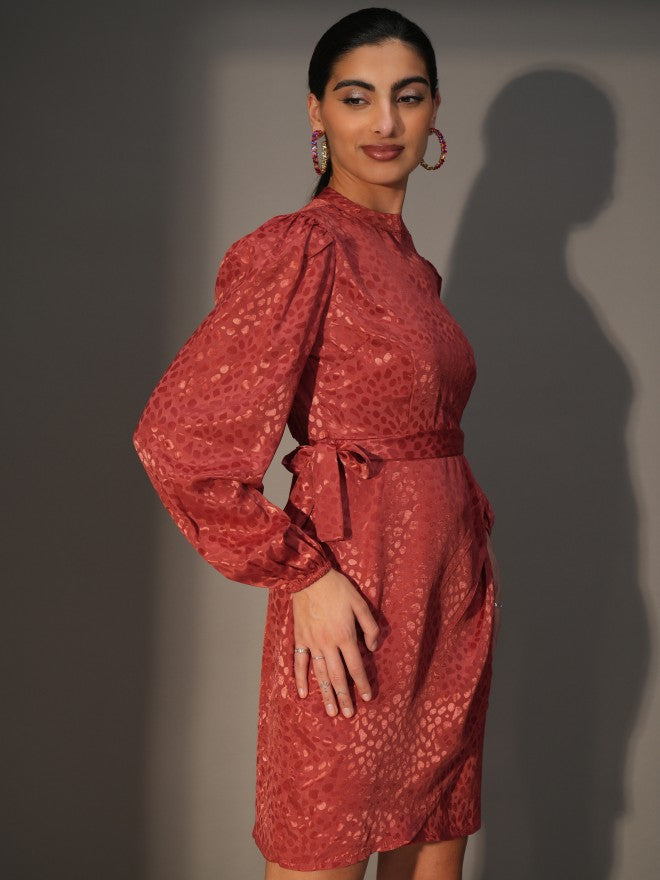 Tokyo Talkies Women Red Wrap Printed Dress - Red - Image 6