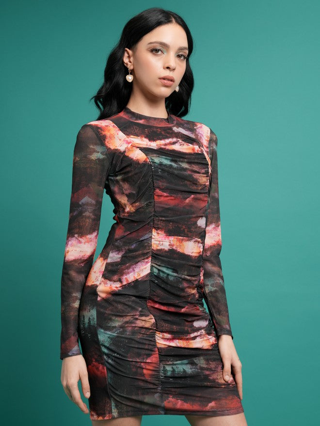 Tokyo Talkies Women Brown/Multi Printed Bodycon Dress - Brown - Image 6