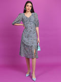 Tokyo Talkies Women Grey Printed A-Line Dress - Grey - Image 1