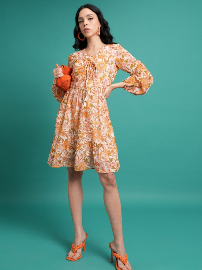Tokyo Talkies Women Yellow/Multi Printed Fit And Flare Dress - Yellow - Image 2
