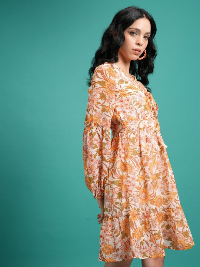 Tokyo Talkies Women Yellow/Multi Printed Fit And Flare Dress - Yellow - Image 6
