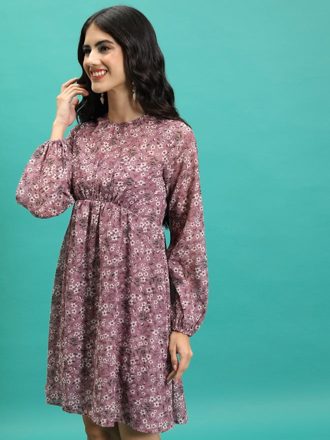 Tokyo Talkies Women Pink Printed Fit And Flare Dress - Pink - Image 4