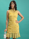 Tokyo Talkies Women Yellow Printed Sheath Dress - Yellow - Image 1