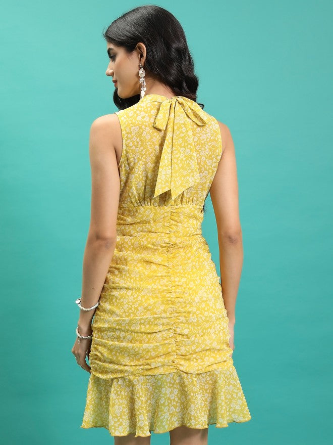 Tokyo Talkies Women Yellow Printed Sheath Dress - Yellow - Image 3