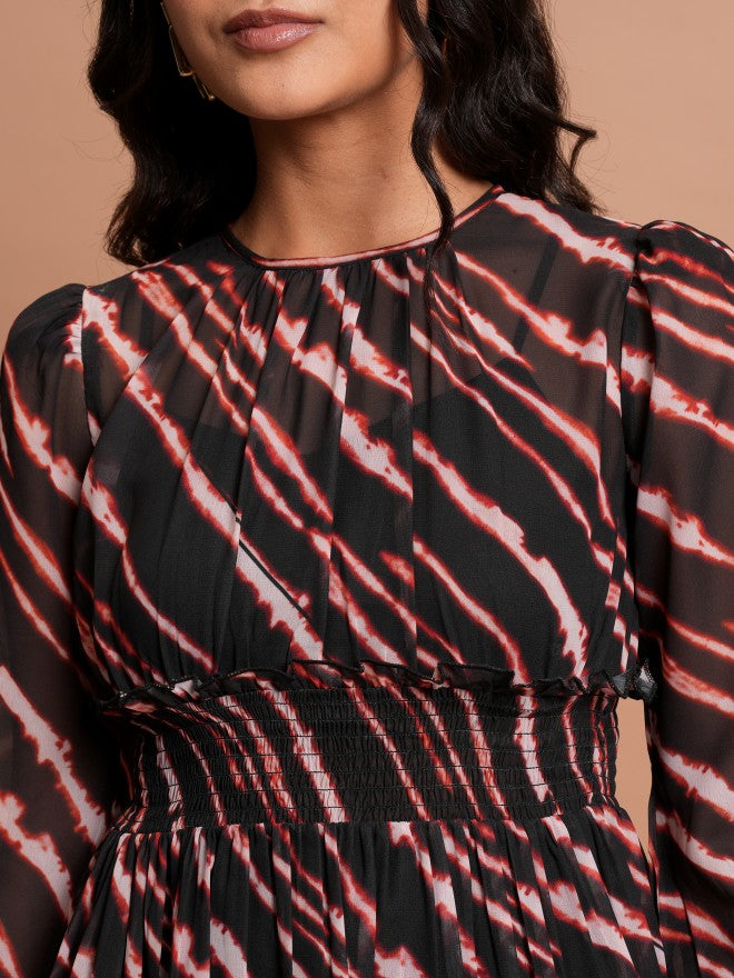 Tokyo Talkies Women Black Printed Fit & Flare Dress - Black - Image 5
