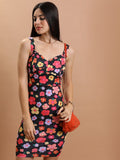 Tokyo Talkies Women Black Printed Bodycon Dress - Black - Image 1