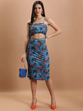 Tokyo Talkies Women Blue/Red Printed Bodycon Dress - Blue - Image 1