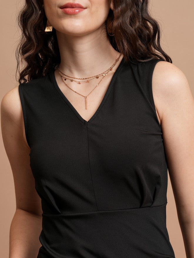 Tokyo Talkies Women Black Solid Bodycon Dress - Black - Image 5