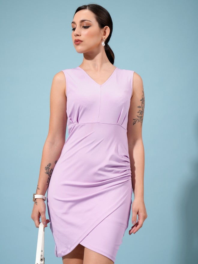 Tokyo Talkies Women Pink Solid Bodycon Dress - Pink - Image 1