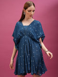Self Design A-Line Dress - Blue - Image 1