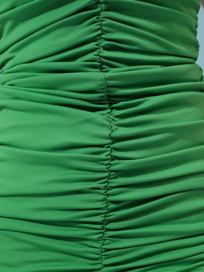 Tokyo Talkies Women Green Solid Bodycon Dress - Green - Image 7
