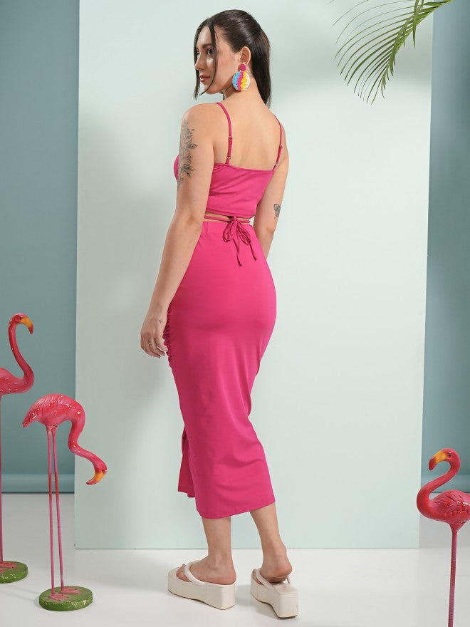 Tokyo Talkies Women Pink Solid Bodycon Dress - Pink - Image 3