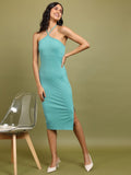 Tokyo Talkies Women Sea Green Solid Bodycon Dress - Sage - Image 1
