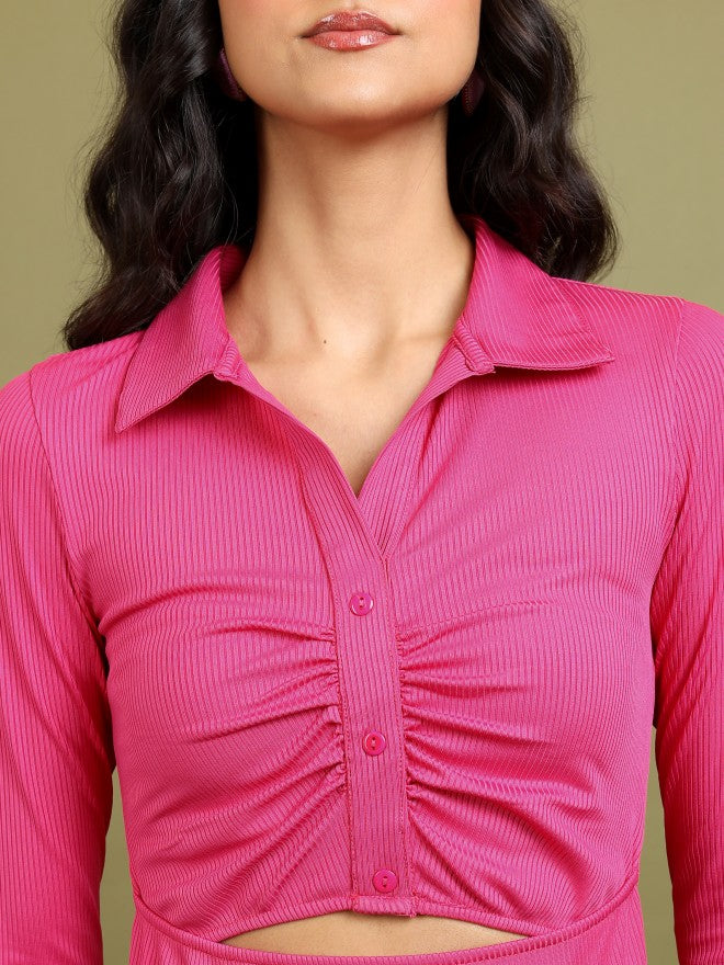 Tokyo Talkies Women Pink Solid Bodycon Dresses - Pink - Image 5