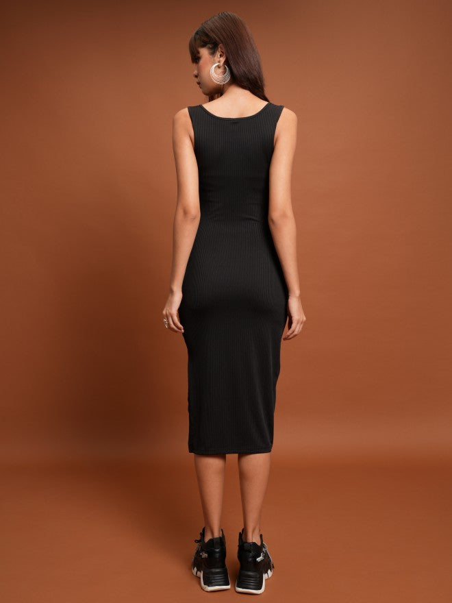 Tokyo Talkies Women Black Solid Bodycon Dress - Black - Image 3