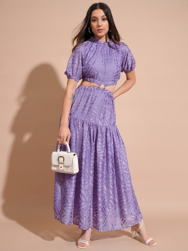 Tokyo Talkies Women Purple Printed Maxi Dress - Purple - Image 1