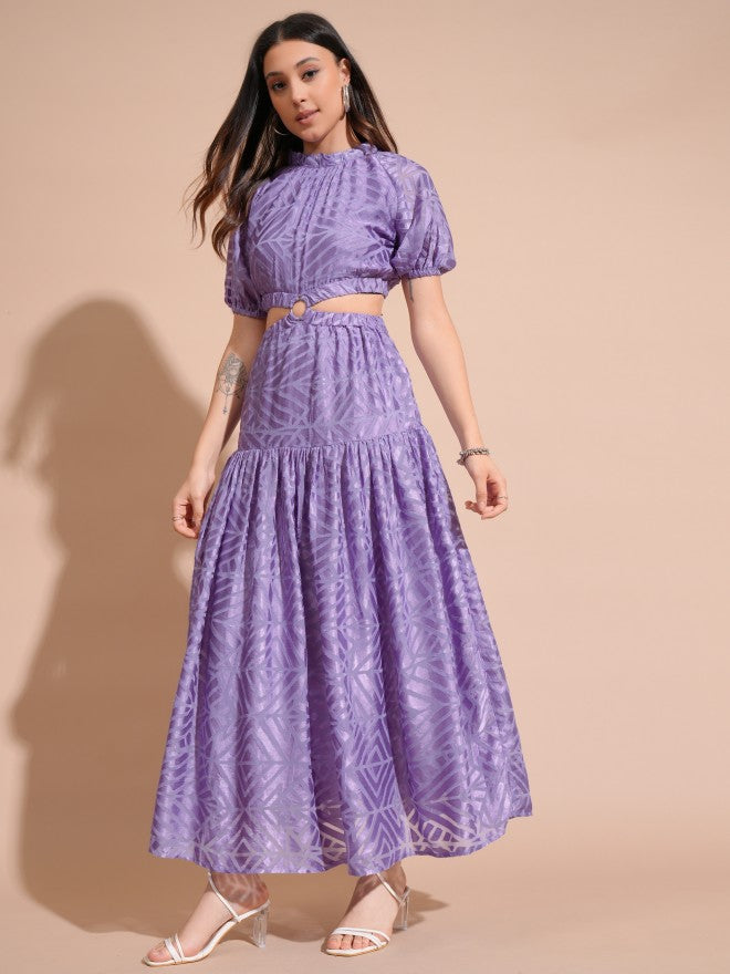 Tokyo Talkies Women Purple Printed Maxi Dress - Purple - Image 4
