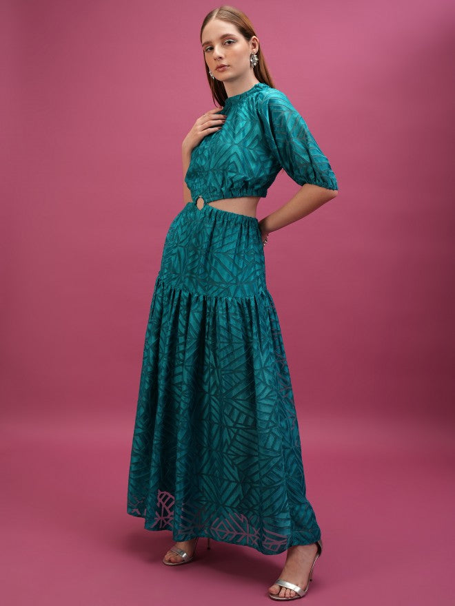 Printed Maxi Dress - Teal - Image 2