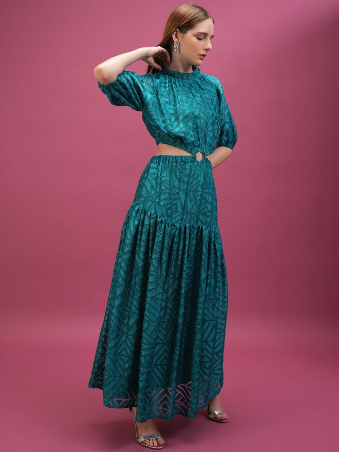 Printed Maxi Dress - Teal - Image 4