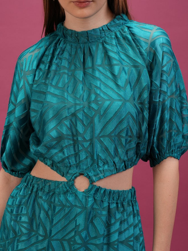 Printed Maxi Dress - Teal - Image 5