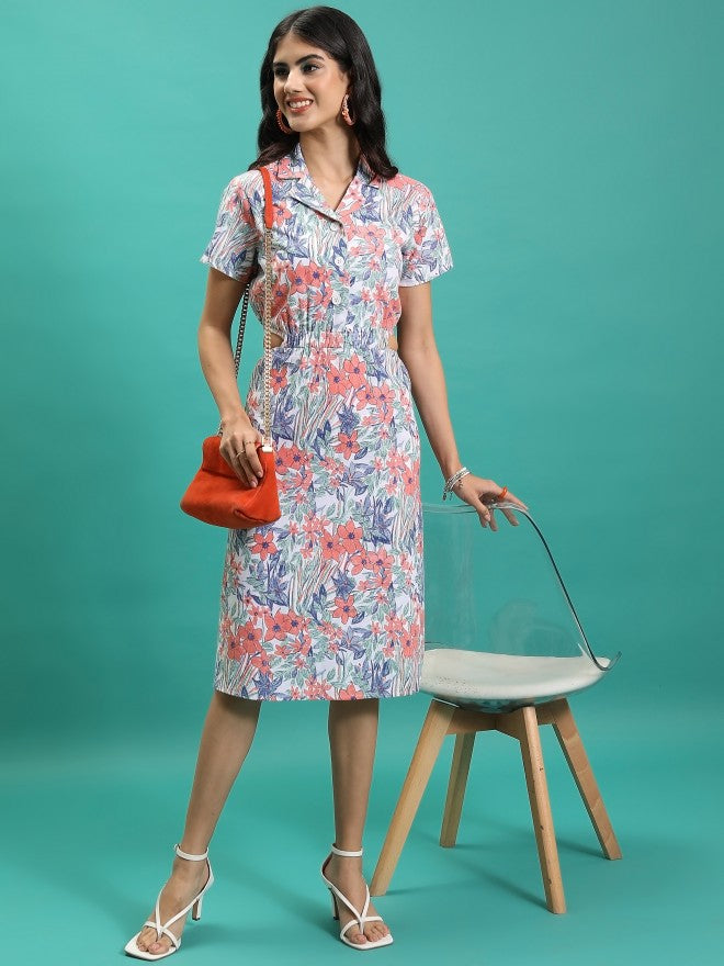 Tokyo Talkies Women White Printed Shirt Dress - White - Image 1