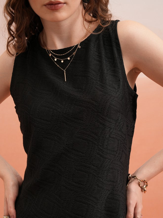 Tokyo Talkies Women Black Self Design Bodycon Dress - Black - Image 5