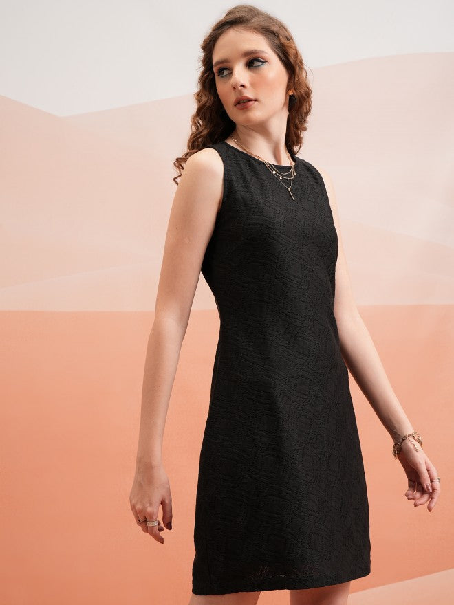 Tokyo Talkies Women Black Self Design Bodycon Dress - Black - Image 6