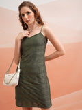 Tokyo Talkies Women Olive Self Design Bodycon Dress - Olive - Image 1