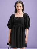Tokyo Talkies Women Black Solid Fit and Flare Dress - Black - Image 1