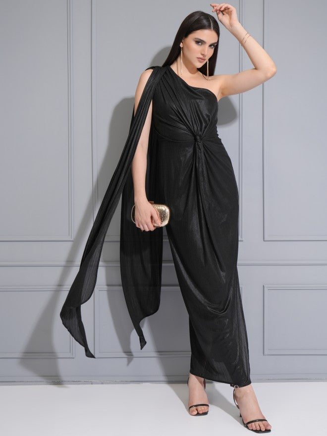 Tokyo Talkies Women Black Solid Maxi Dress - Black - Image 1