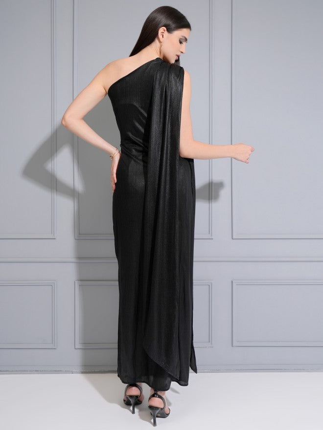 Tokyo Talkies Women Black Solid Maxi Dress - Black - Image 3