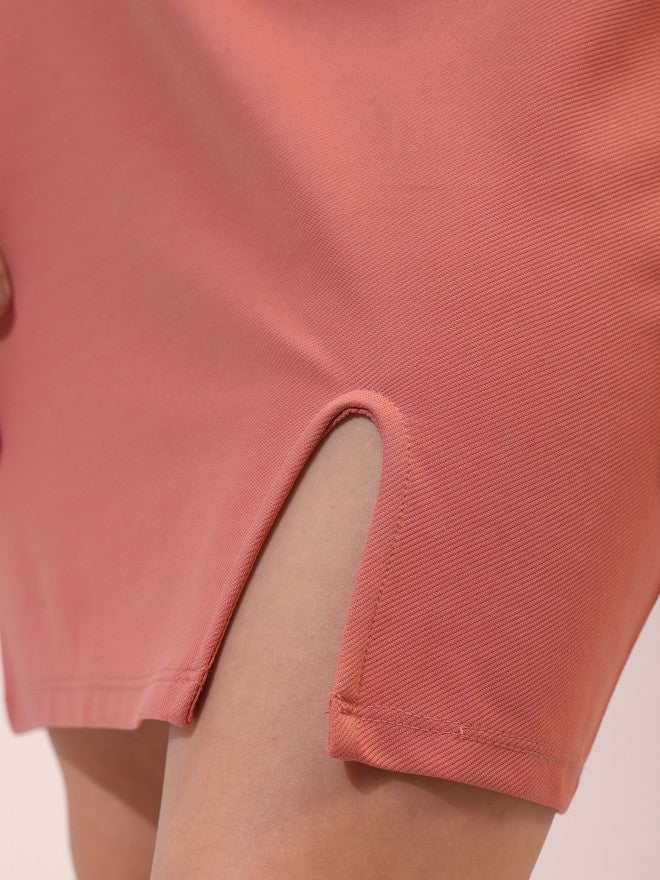 Tokyo Talkies Women Pink Solid Bodycon Dress - Peach - Image 7