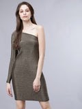Tokyo Talkies Women Gold Solid Bodycon Dress - Gold - Image 1