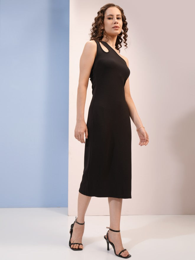 Tokyo Talkies Women Black Solid Sheath Dress - Black - Image 4