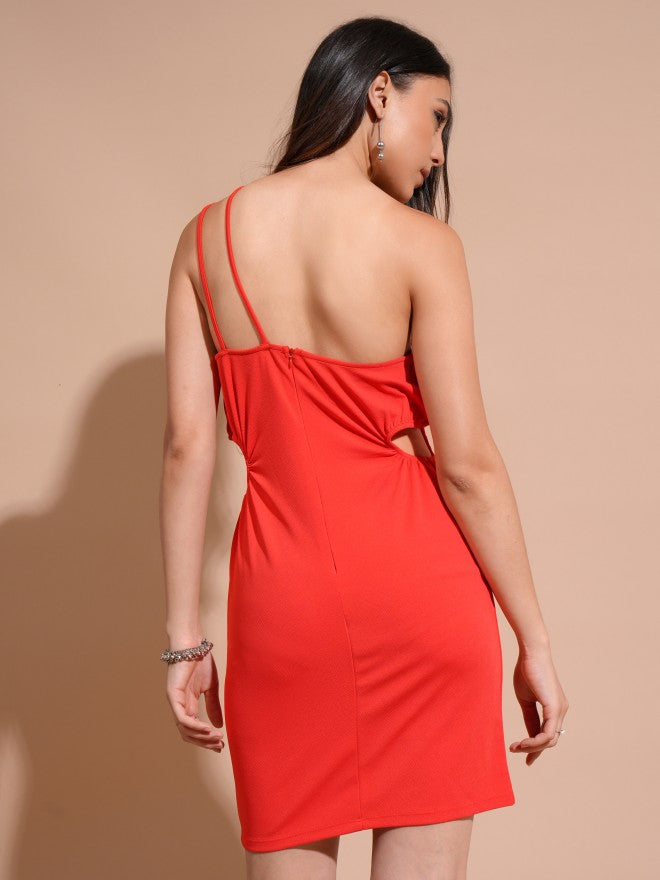 Tokyo Talkies Women Red Solid Bodycon Dress - Red - Image 3
