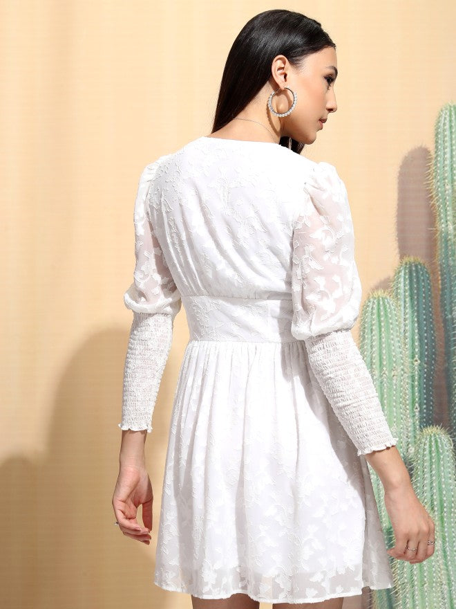 Tokyo Talkies Women Bright White Fit and Flare Dress - White - Image 3