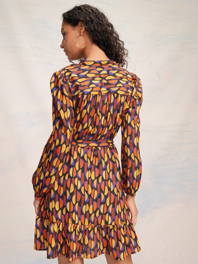 Tokyo Talkies Women Black Printed A-Line Dress - Multi - Image 3