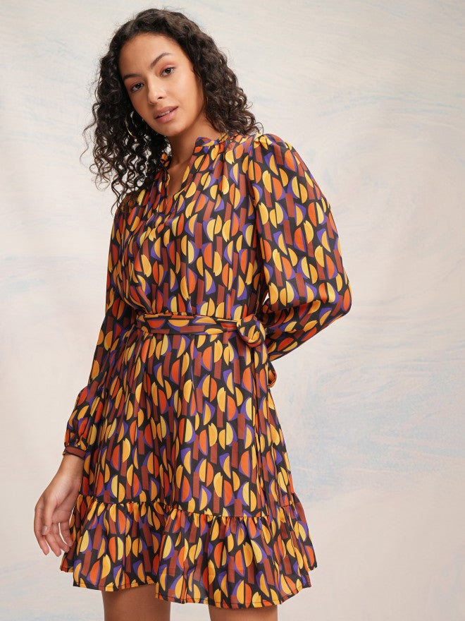 Tokyo Talkies Women Black Printed A-Line Dress - Multi - Image 4