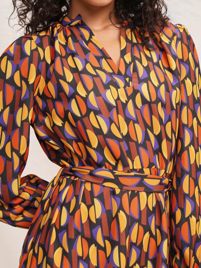 Tokyo Talkies Women Black Printed A-Line Dress - Multi - Image 5