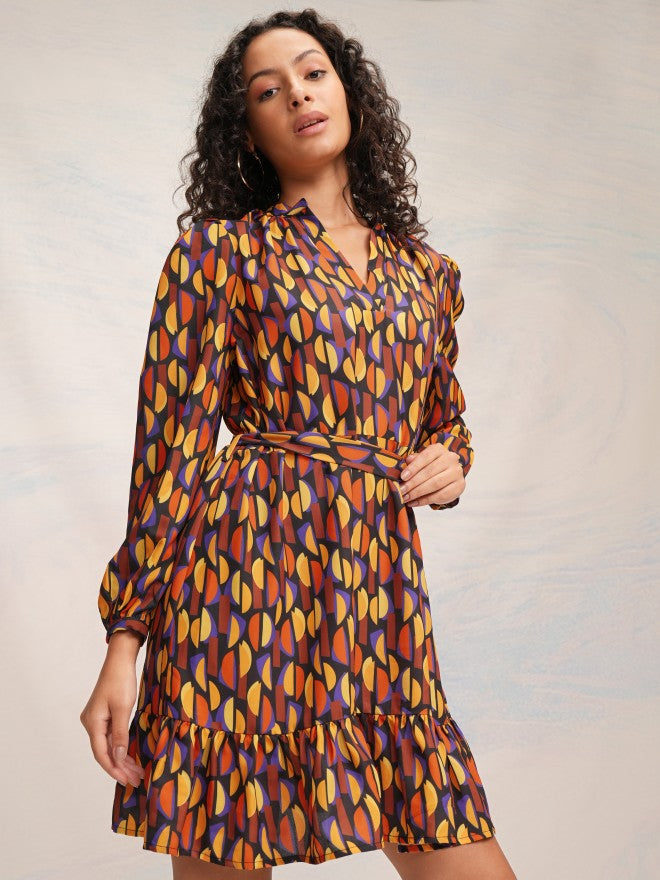 Tokyo Talkies Women Black Printed A-Line Dress - Multi - Image 6