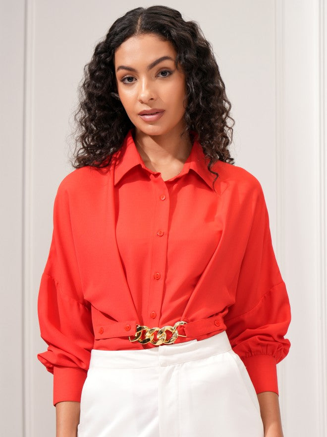 Tokyo Talkies Women Red Solid Shirt Dress - Red - Image 1